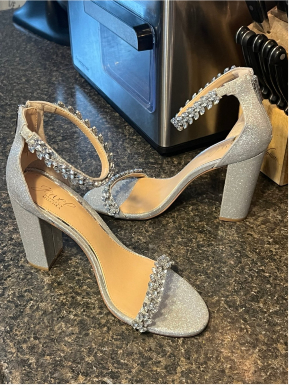 Jewel Badgley Mischka Mayra Ankle Strap Evening Sandals - Picture 11 of 12